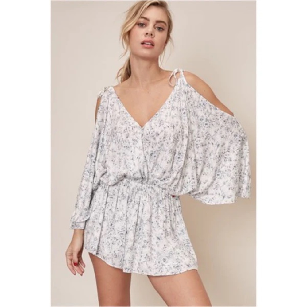 Mustard Seed Blue and White Floral romper